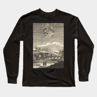 Antique Black and White Renaissance Era Moon by Allain Mallet Long Sleeve T-Shirt